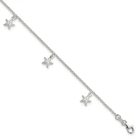 Sterling Silver 10-inch Starfish Anklet