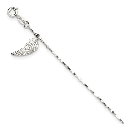 Sterling Silver 10-inch Wing Anklet