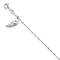 Sterling Silver 10-inch Wing Anklet