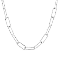 Sterling Silver 18-inch 4MM Diamond-cut Fashion Paper Clip Chain