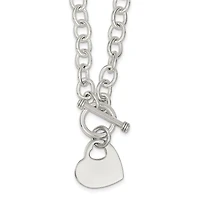 Engravable Sterling Silver 18-inch 8MM Heart Toggle Necklace