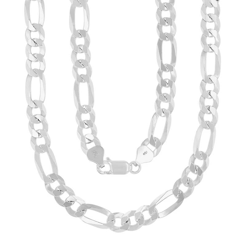 Luxe Layers Sterling Silver 20-inch 7.7MM Figaro Chain