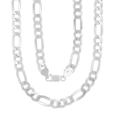 Luxe Layers Sterling Silver 20-inch 7.7MM Figaro Chain