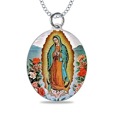 Mitchell K Sterling Silver 21X27MM 18-inch Guadalupe Engravable Necklace. See Details*