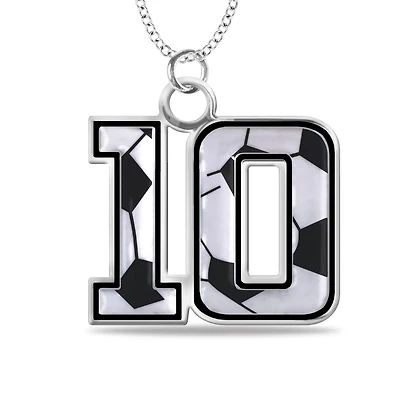 Mitchell K Sterling Silver 22X27MM 18-inch Sports Enamel Soccer Number Necklace. See Details*