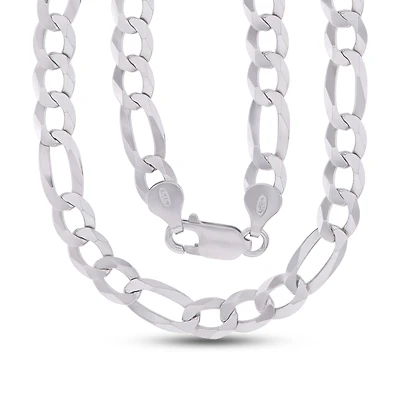 Luxe Layers Sterling Silver 24-inch 6.6MM Diamond-cut Figaro Chain