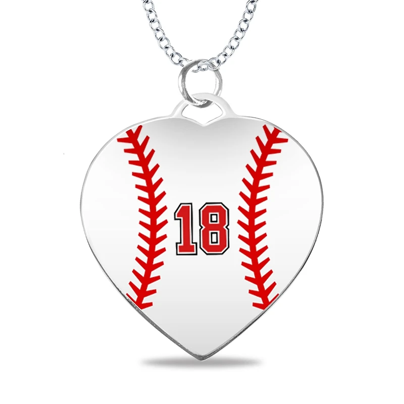 Mitchell K Sterling Silver 25X28MM 18-inch Sports Enamel Baseball Number Necklace. See Details*