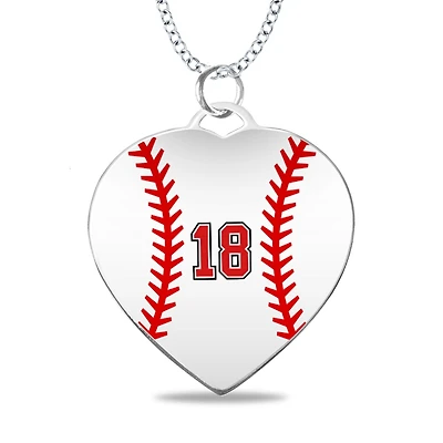 Mitchell K Sterling Silver 25X28MM 18-inch Sports Enamel Baseball Number Necklace. See Details*