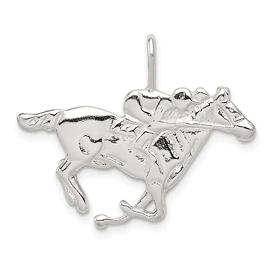 Sterling Silver 25X30MM Three Dimensional Race Horse Charm