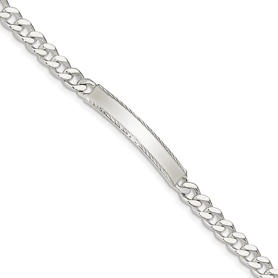 Sterling Silver 7-inch 5MM Diamond-cut Lobster Clasp Curb ID Bracelet
