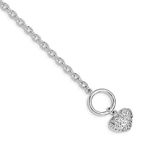 Sterling Silver 7.5-inch 14.4MM Heart Toggle Bracelet