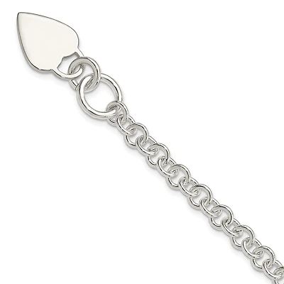Engravable Sterling Silver 7.5-inch 6MM Heart Bracelet