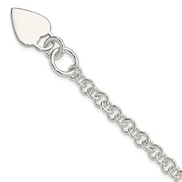 Engravable Sterling Silver 7.5-inch 6MM Heart Bracelet