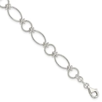 Sterling Silver 7.5-inch 9MM Lobster Clasp Fancy Circle Bracelet