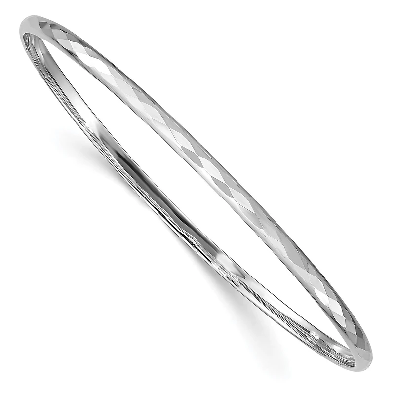 Sterling Silver 7.75-inch 3MM Diamond-cut Bangle Bracelet