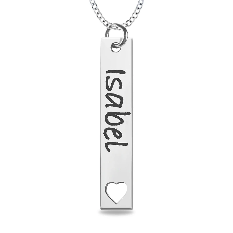 Mitchell K Sterling Silver 8X40MM 18-inch Engravable Necklace with Heart Cutout Design. See Details*