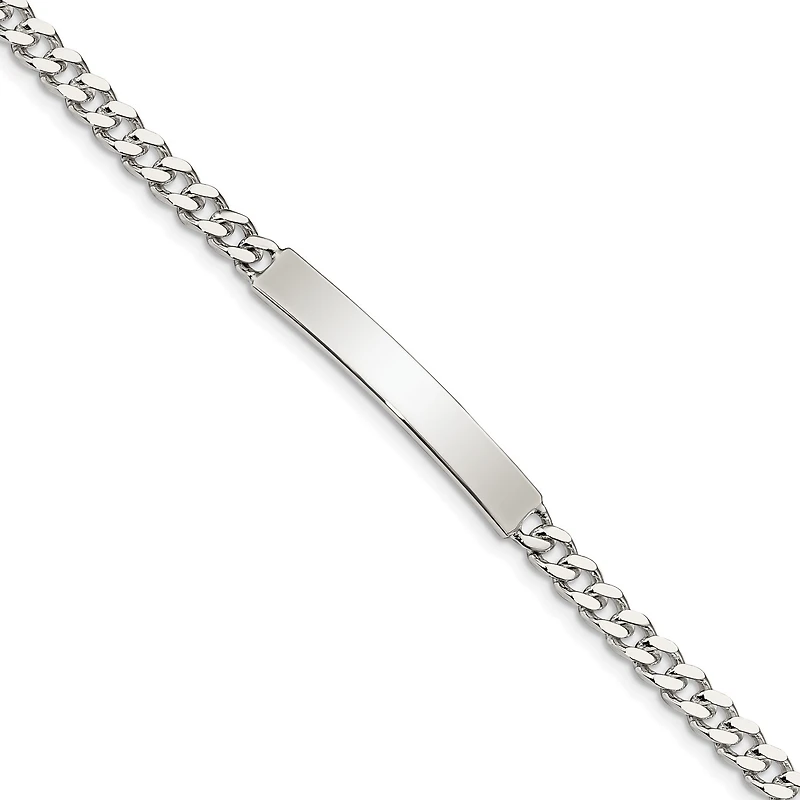Engravable Sterling Silver 8-inch 5MM Lobster Clasp Curb ID Bracelet