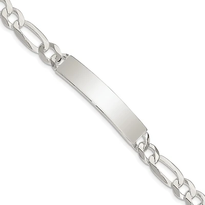 Sterling Silver 8.5-inch 8MM Lobster Clasp Figaro ID Bracelet