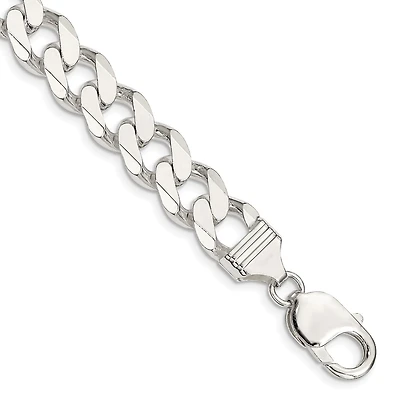 Sterling Silver 9-inch 11MM Lobster Clasp Curb Bracelet