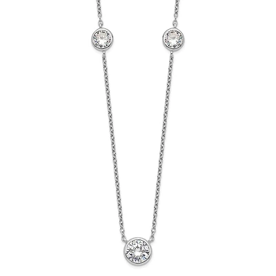 Sterling Silver Cubic Zirconia 18-inch 3-Station Necklace