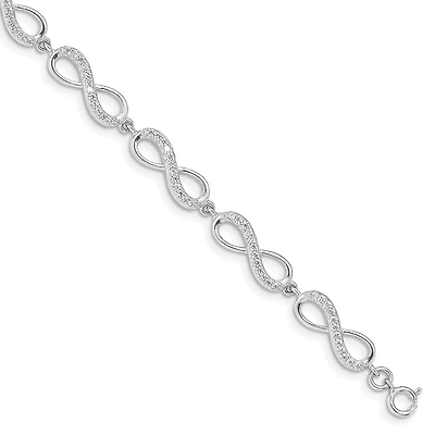 Sterling Silver Cubic Zirconia 7-inch Infinity Bracelet