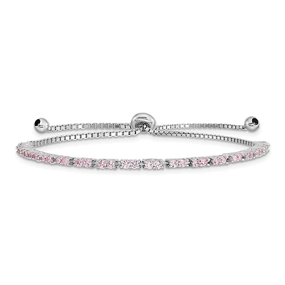 Sterling Silver Cubic Zirconia Bolo Birthstone Bracelet