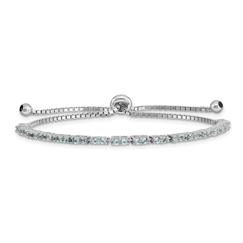 Sterling Silver Cubic Zirconia Bolo Birthstone Bracelet