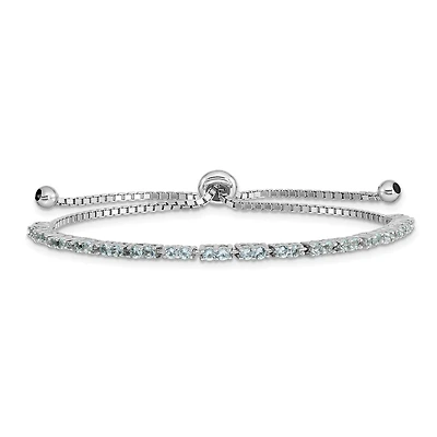 Sterling Silver Cubic Zirconia Bolo Birthstone Bracelet