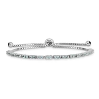 Sterling Silver Cubic Zirconia Bolo Birthstone Bracelet