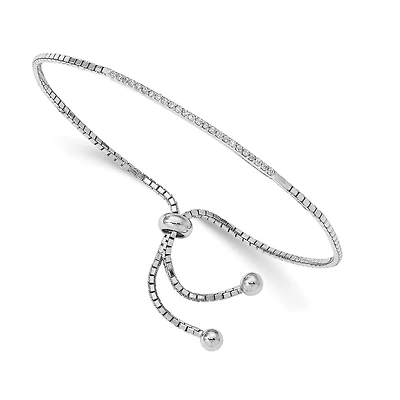 Sterling Silver Cubic Zirconia Bolo Bracelet