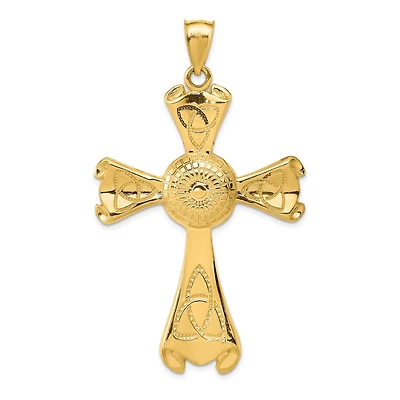 14KT Yellow Gold 65X37MM Cross Pendant. Chain Not Included