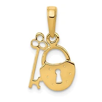 14K Polished Key & Lock Charm