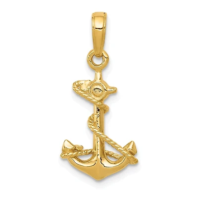 14KT Yellow Gold 22X11MM Anchor Pendant. Chain Not Included