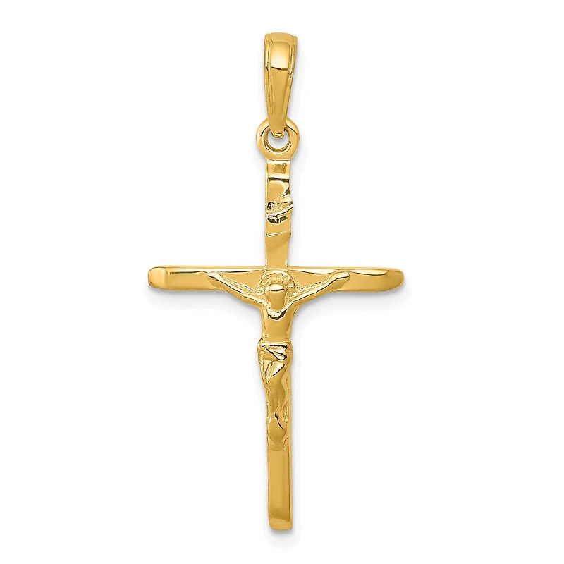 14KT Yellow Gold 34X19MM Crucifix Cross Pendant. Chain Not Included