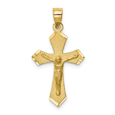 14KT Yellow Gold 30X15MM Diamond-cut Crucifix Cross Pendant. Chain Not Included