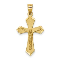 14KT Yellow Gold 30X15MM Diamond-cut Crucifix Cross Pendant. Chain Not Included