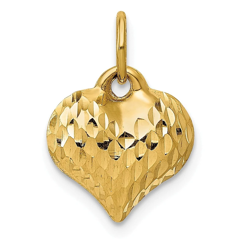 14KT Yellow Gold 14X11MM Three Dimensional Heart Pendant. Chain Not Included