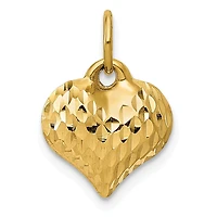 14KT Yellow Gold 14X11MM Three Dimensional Heart Pendant. Chain Not Included