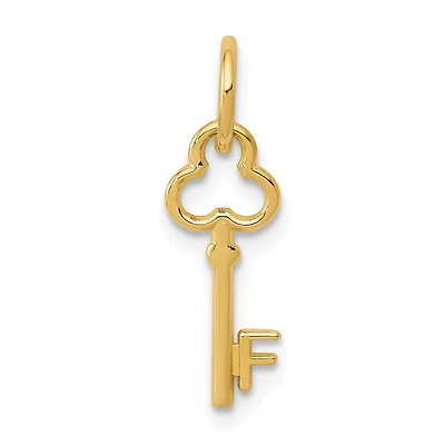 14KT Yellow Gold 19X4MM Key Initial Pendant; Initial F. Chain not Included