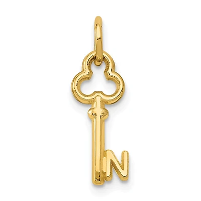 14KT Yellow Gold 19X4MM Key Initial Pendant; Initial N. Chain not Included
