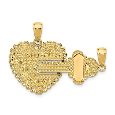 14KT Gold 22X39MM Break-Apart He Who Holds THe Key Charm. Chain not Included