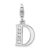 Sterling Silver RH CZ Letter D w/Lobster Clasp Charm