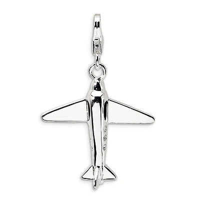 SS RH 3-D Swarovski Crystals Airplane w/Lobster Clasp Charm