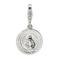 Sterling Silver 37X15MM Lobster Clasp Religious Miraculous Charm