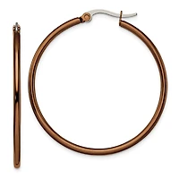 Stainless Steel Brown IP plated 40mm Hoop Earrings