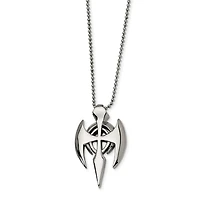 Stainless Steel Gothic Cross Pendant 24in Necklace