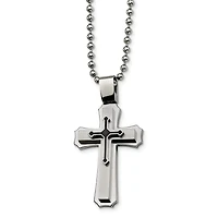 Stainless Steel Black IP-plated Cross Necklace