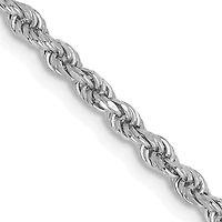 14KT White Gold 24-inch 2.25MM Diamond-cut Lobster Clasp Rope Chain