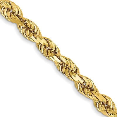 14KT Yellow Gold 22-inch 3MM Diamond-cut Lobster Clasp Rope Chain