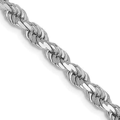 14KT White Gold 20-inch 4MM Diamond-cut Lobster Clasp Rope Chain